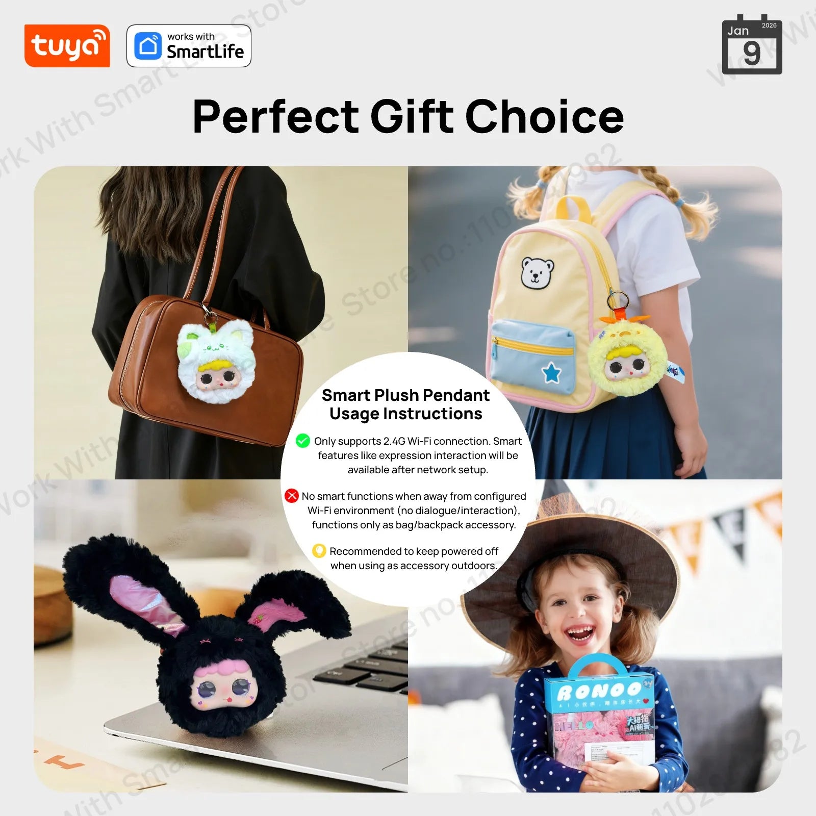 Tuya Smart  AI Plush Robot w/LED Eyes & Voice Control,Interactive Smart Toy USB Rechargeable Companion for Kids Gifts/Smart Home