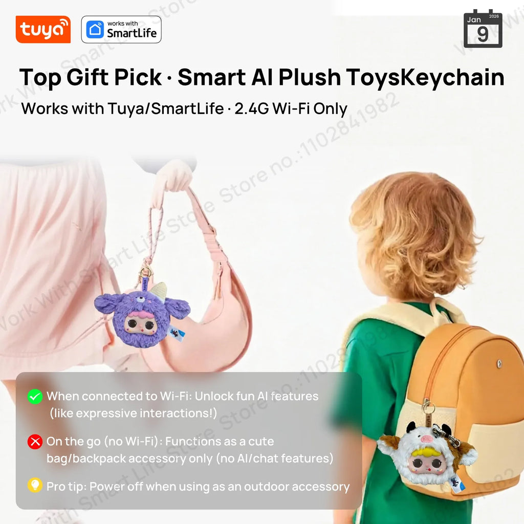 Tuya Smart  AI Plush Robot w/LED Eyes & Voice Control,Interactive Smart Toy USB Rechargeable Companion for Kids Gifts/Smart Home