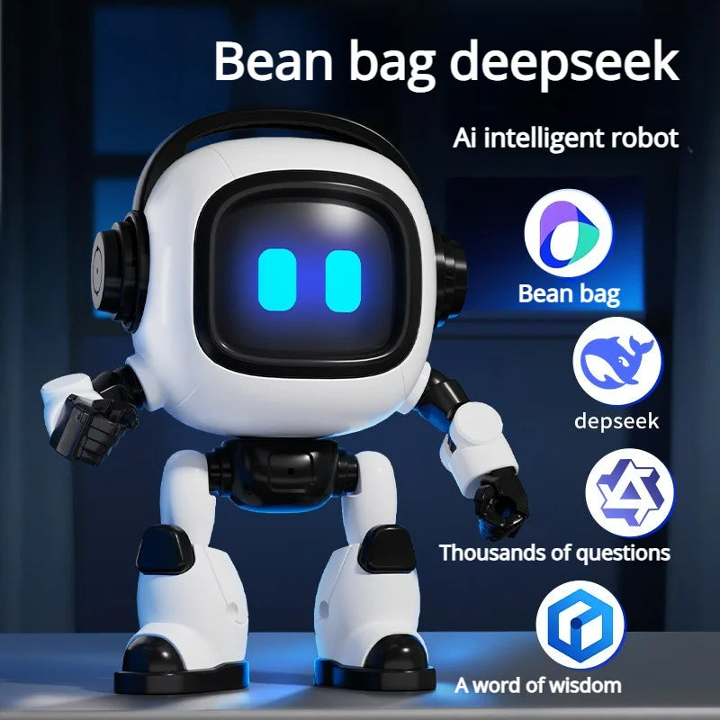 AI Interactive Desk Robot with Voice Recognition Feature Talking Companion, Learning Games, Educational Toy for Kids