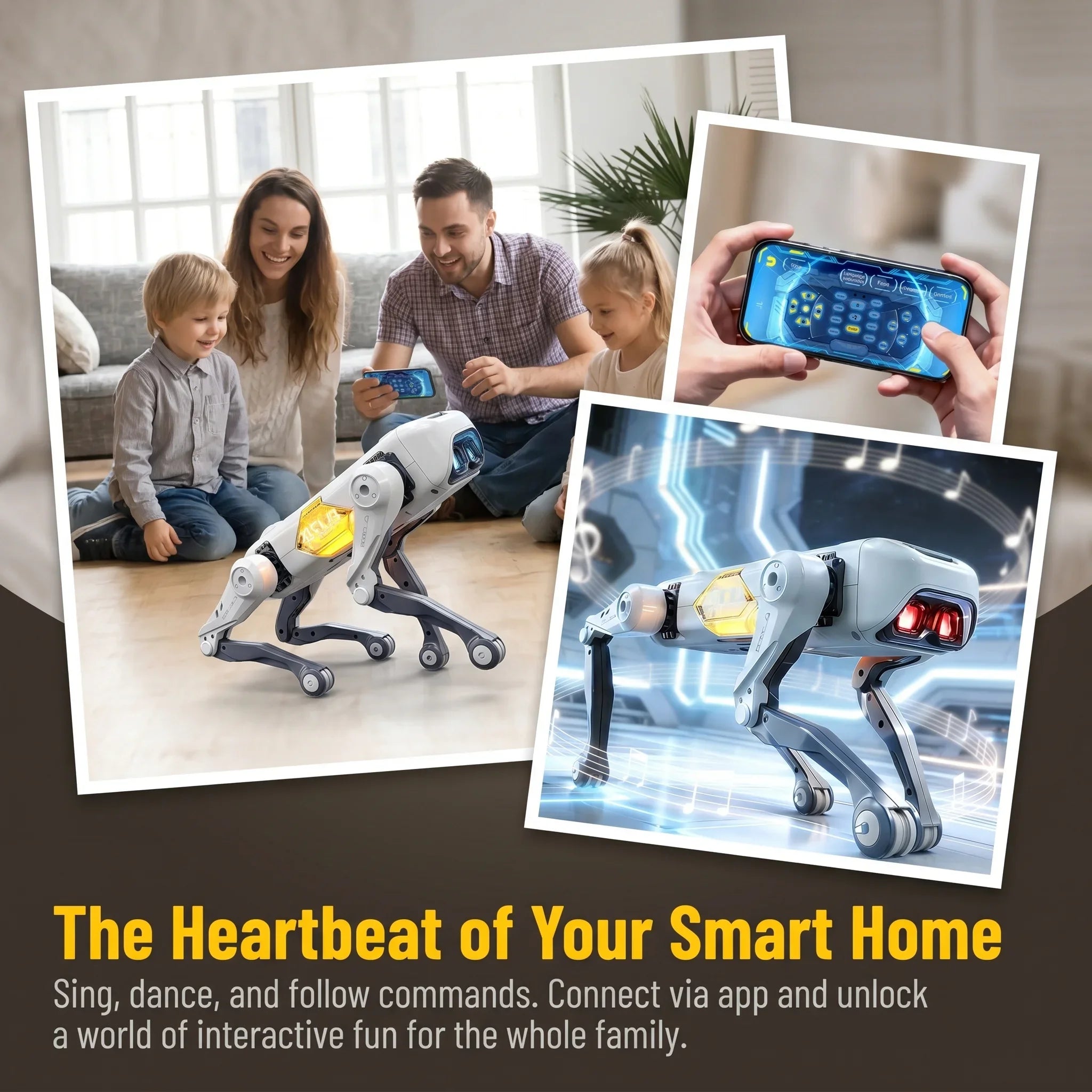 AI Smart Robot Dog, Voice & APP Control, Programming, Dancing, Singing, 1200mAh Battery for Kids Gift & Companion